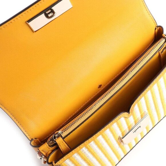 Kate Spade Buddie Shoulder Bag Clutch Yellow Leather Straw Crossbody ORG PKG - Picture 11 of 12